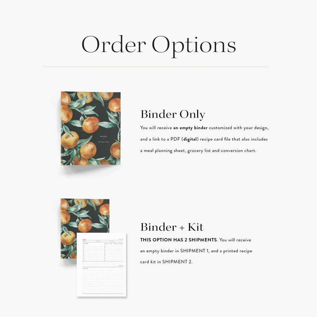 Recipe binder — Orange Grove design, back cover view