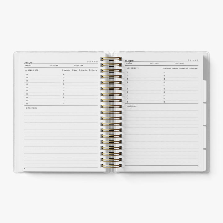 Each section has 10 single page recipes and 2 double page recipes for 12 recipes total per section