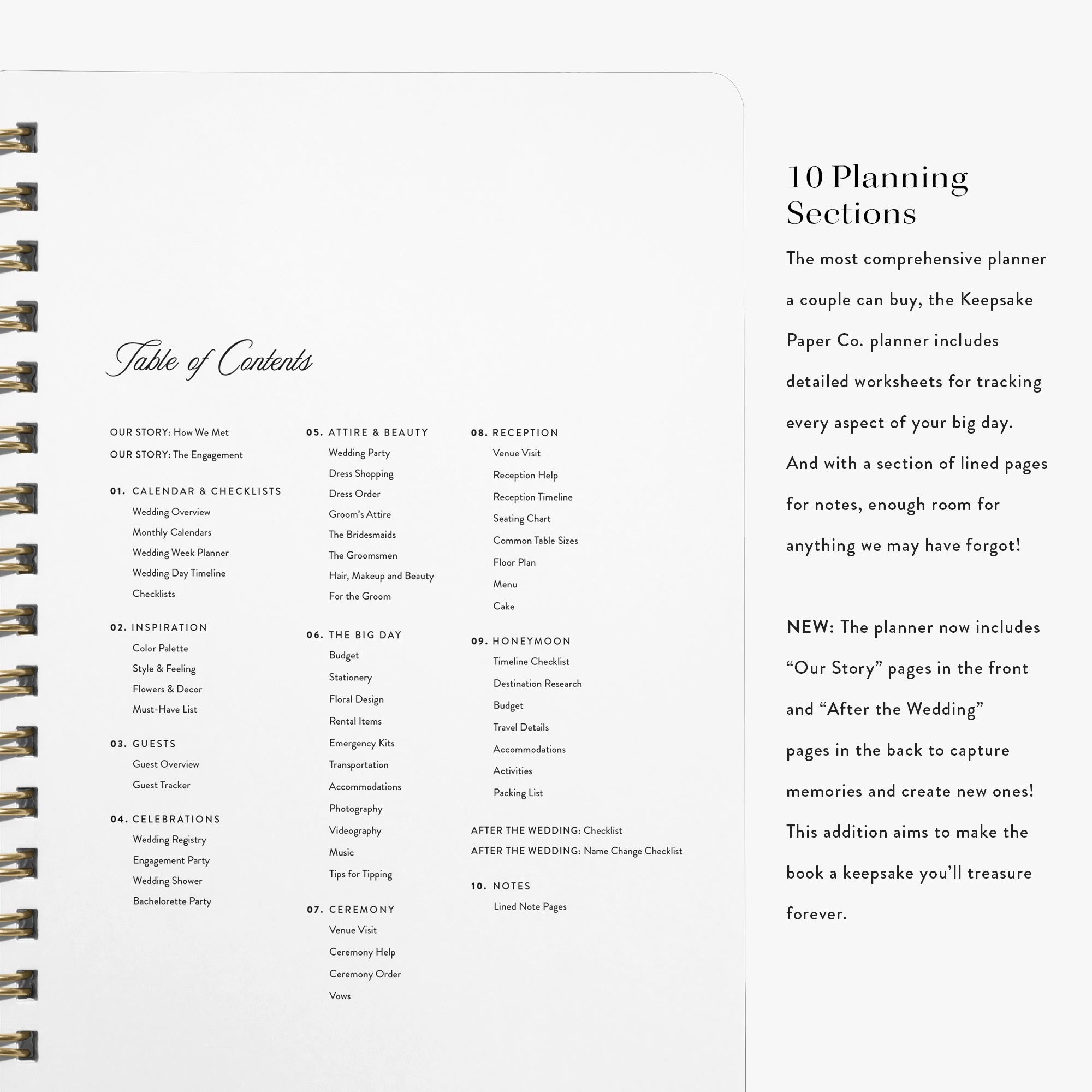 Planning sections inside Wedding Planner — Blue Toile design