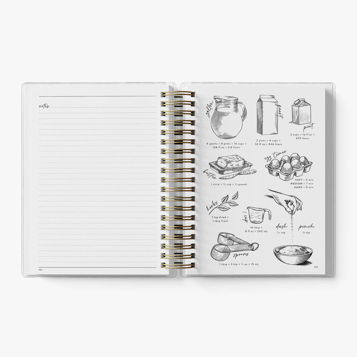 Our custom recipe journals also include a common kitchen conversions chart at the end of the journal