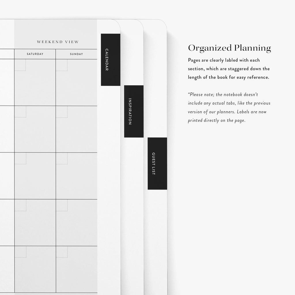 Laminated tab dividers inside LGBT Wedding Planner — Blue Toile design
