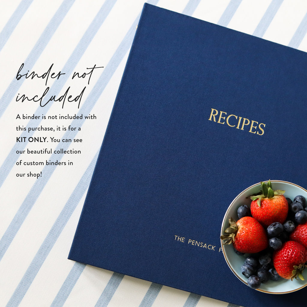 Recipe entry pages inside Recipe Binder Kit recipe binder