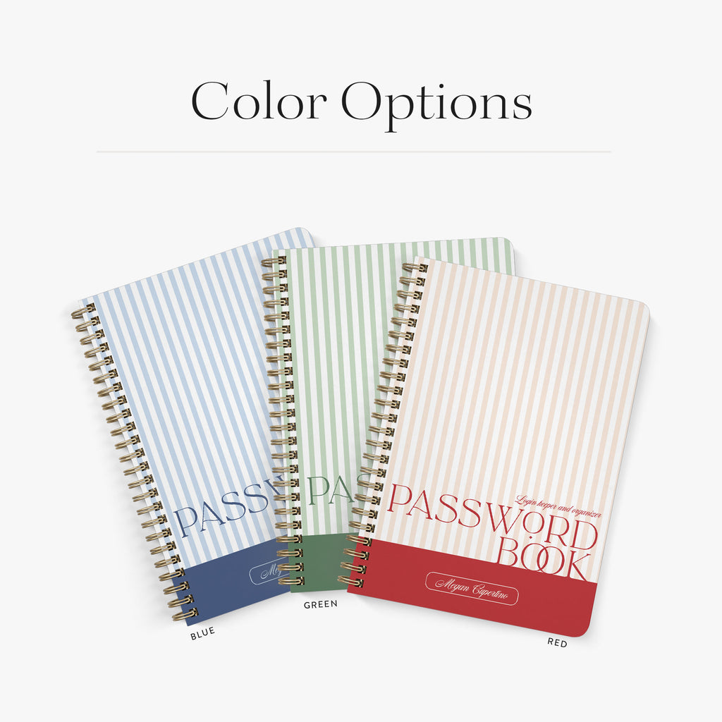 Our classic stripe design comes in three colors; blue, green and red