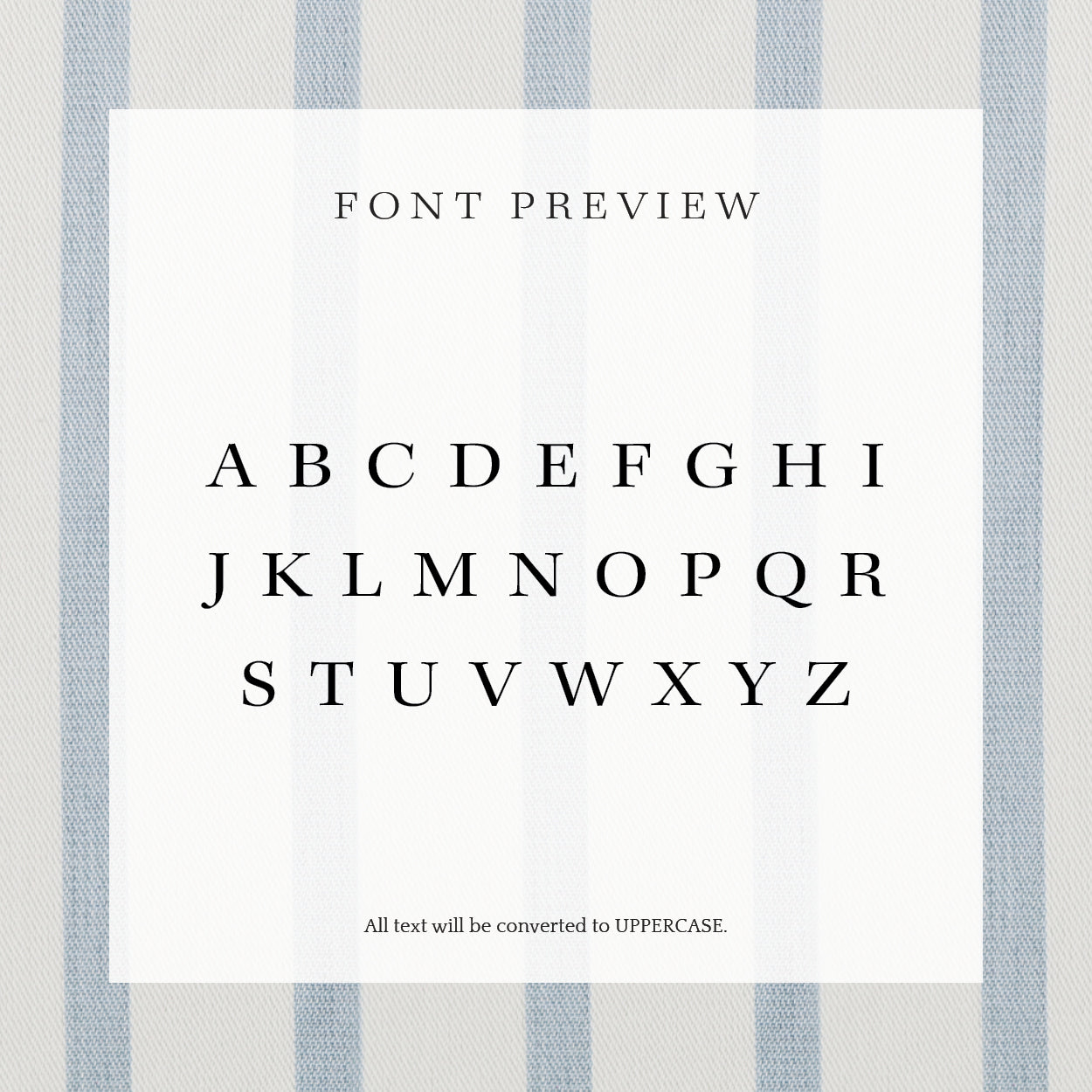 A preview of how the font will look on your personalized address stamp