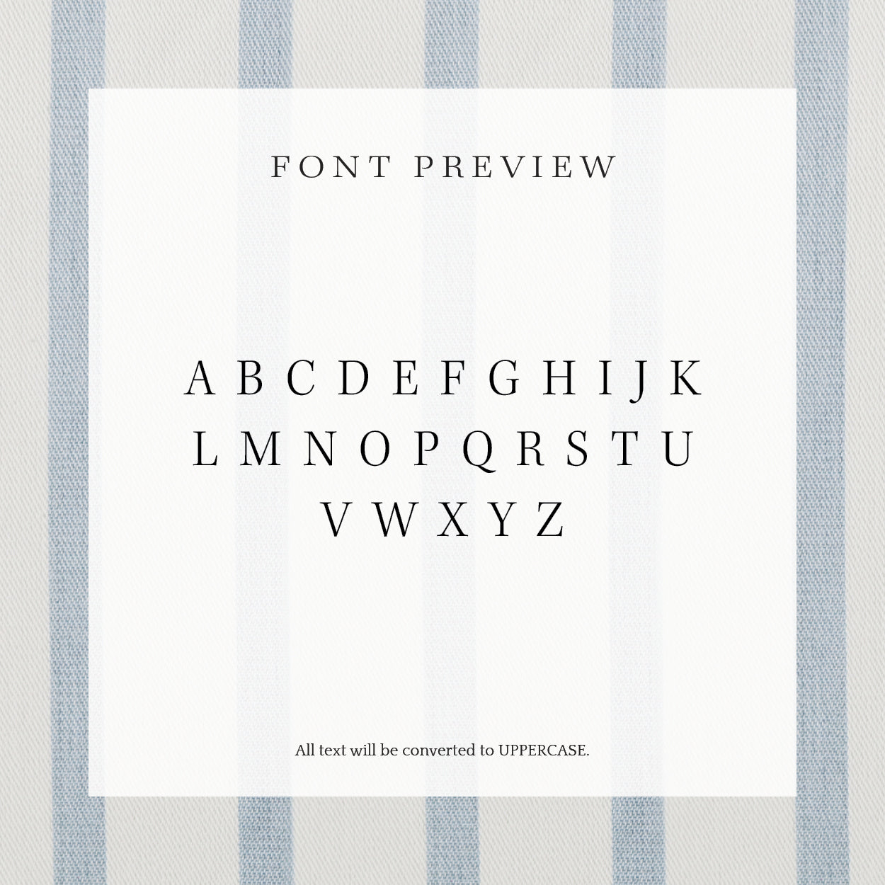 A preview of how the font will appear on your custom return address stamp