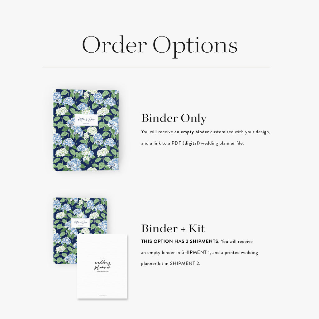 Wedding Binder — Cape Hydrangea design, back cover view