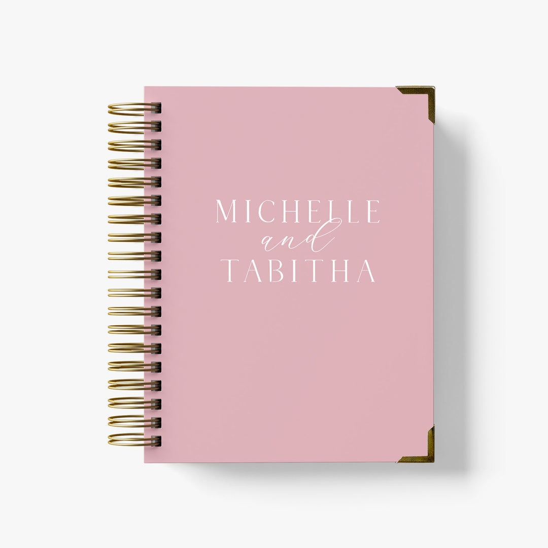Our LGBT wedding planner books are all-inclusive and gender-neutral, shown with elegant first names