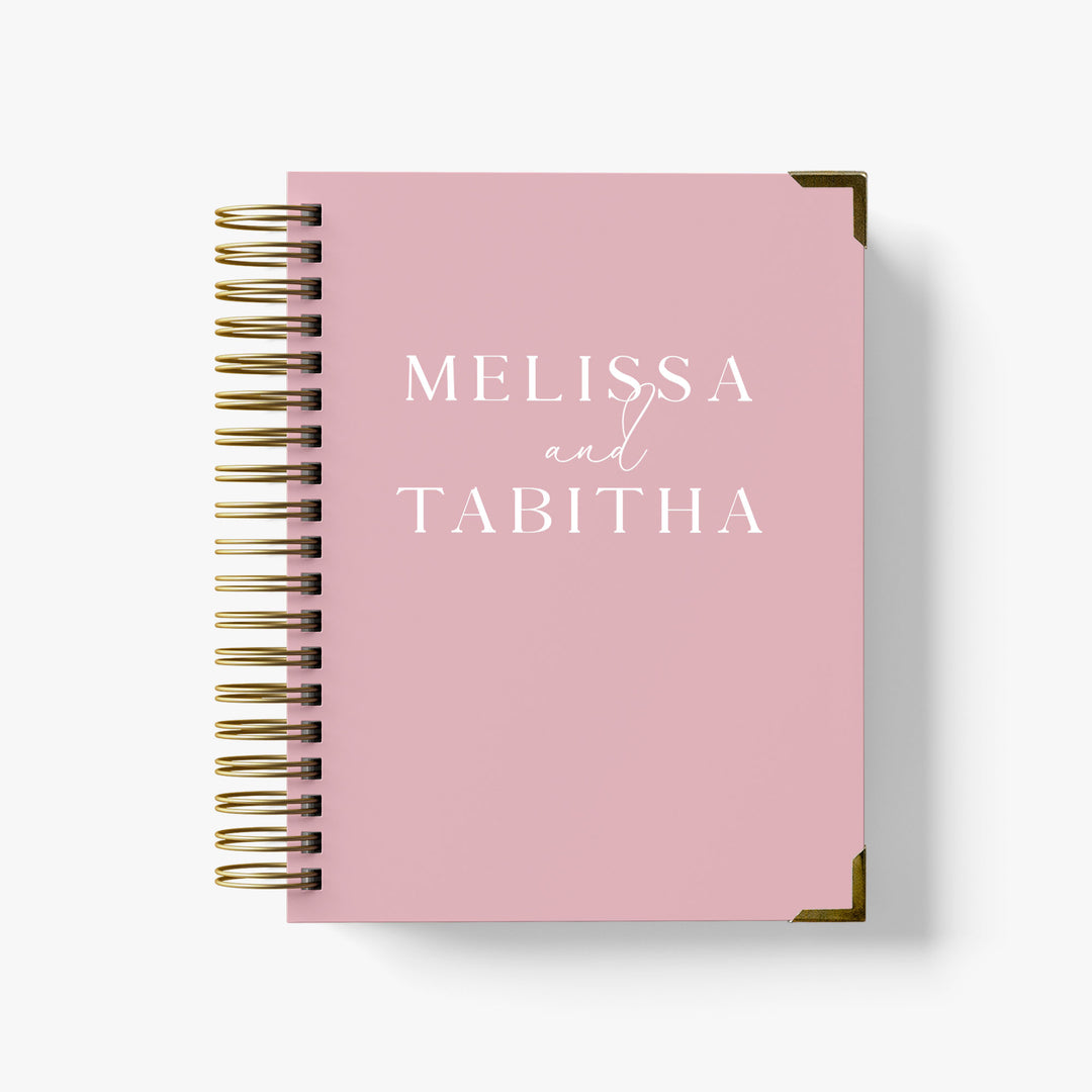 Our LGBT wedding planner books are all-inclusive and gender-neutral, shown with elegant first names