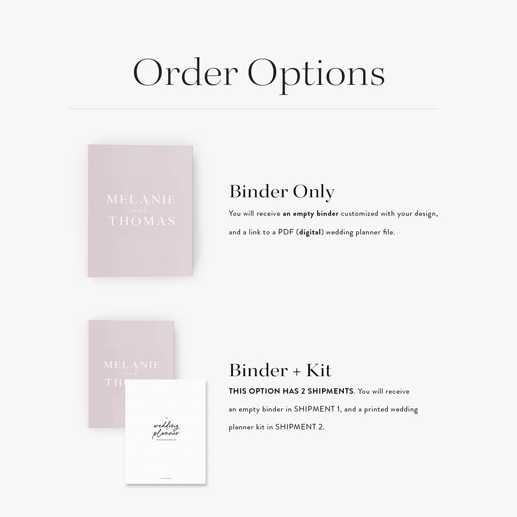 Wedding Binder — Elegant Names design, back cover view