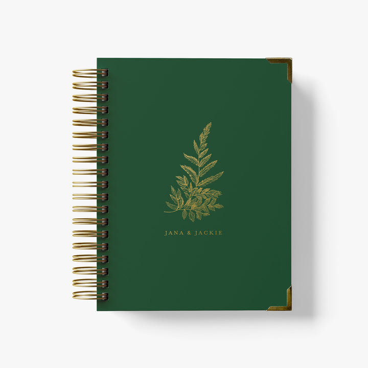 Our LGBT wedding planner books are all-inclusive and gender-neutral, shown in a botanical fern design