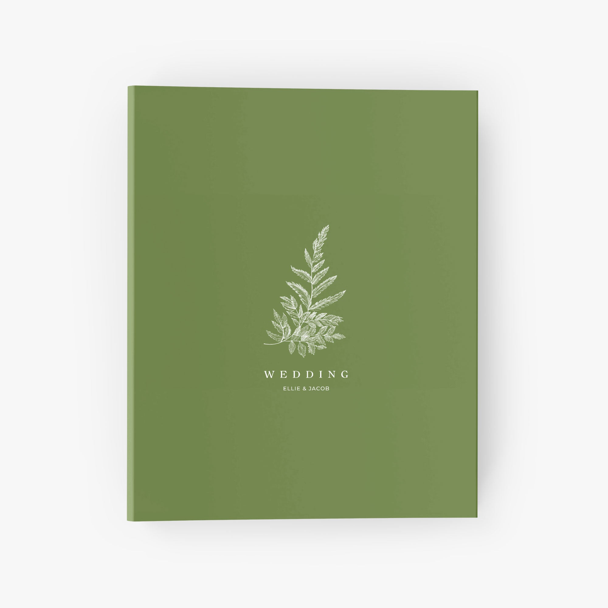 Personalized wedding planning binder with botanical fern illustration and your choice of colors
