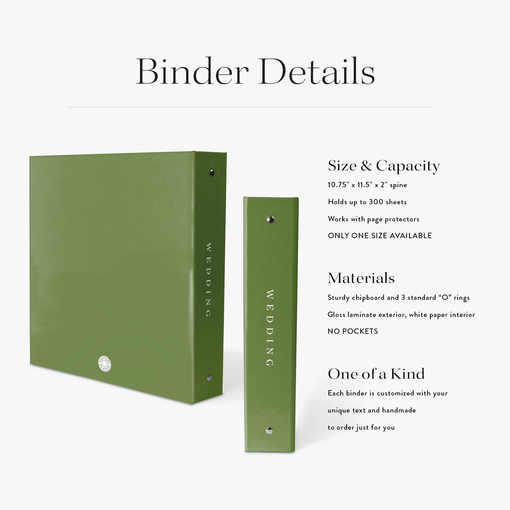 Wedding Binder — Fern design, back cover view