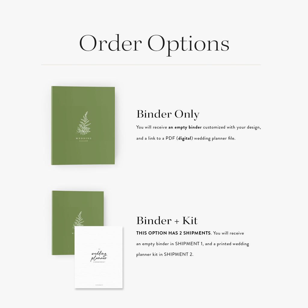Wedding Binder — Fern design, back cover view