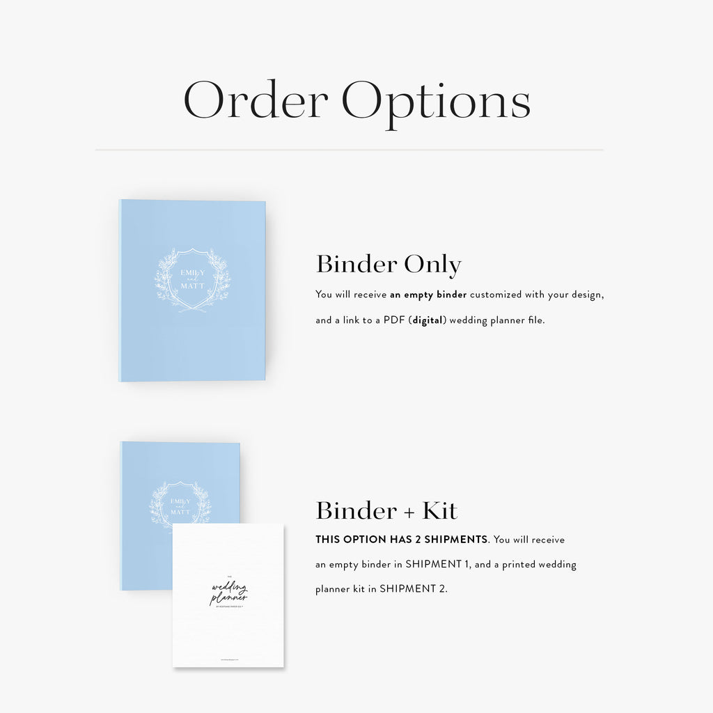 Wedding Binder — Floral Crest design, back cover view