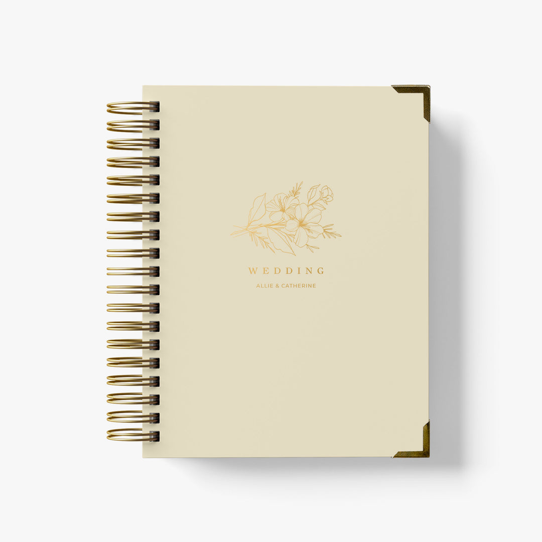 Our LGBT wedding planner books are all-inclusive and gender-neutral, shown in a delicate floral sprig design