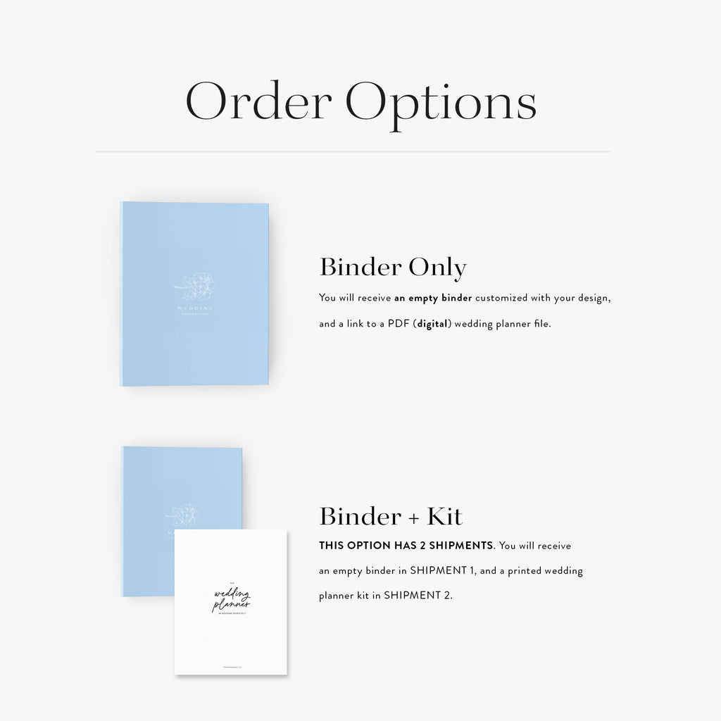 Wedding Binder — Hydrangea Sprig design, back cover view