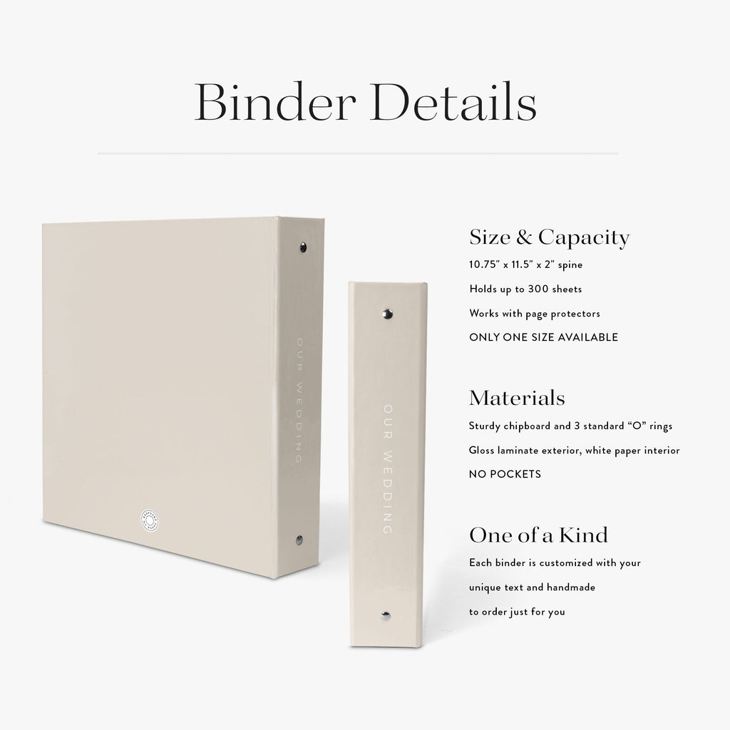 Wedding Binder — Modern Monogram design, back cover view