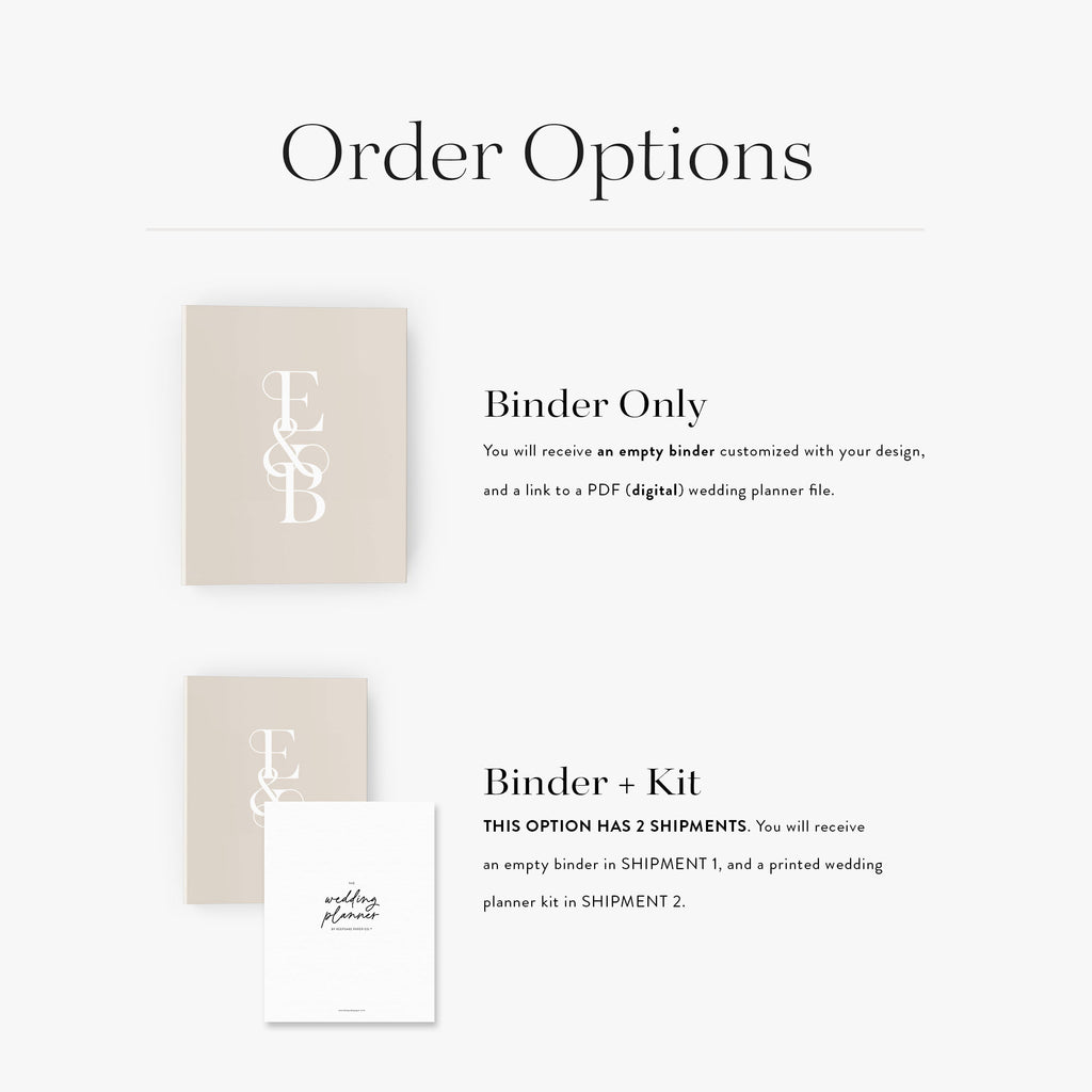 Wedding Binder — Modern Monogram design, back cover view