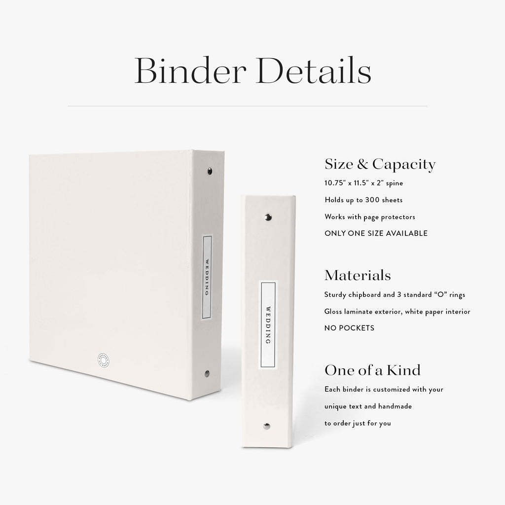 Wedding Binder — Modern Label design, back cover view