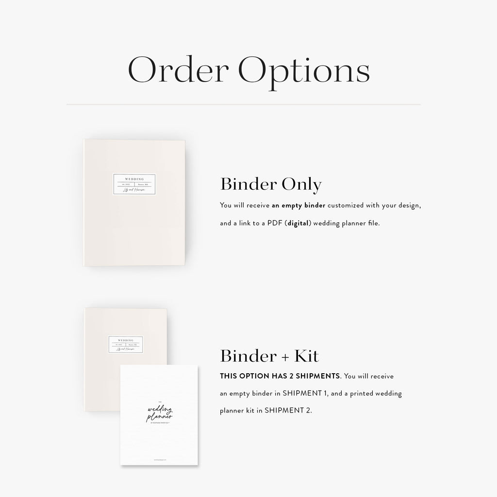 Wedding Binder — Modern Label design, back cover view