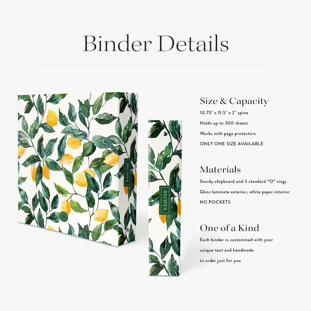 Lemon Grove Recipe Binder