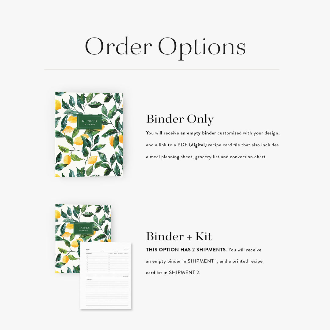 Lemon Grove Recipe Binder