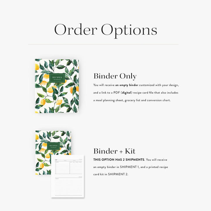Lemon Grove Recipe Binder