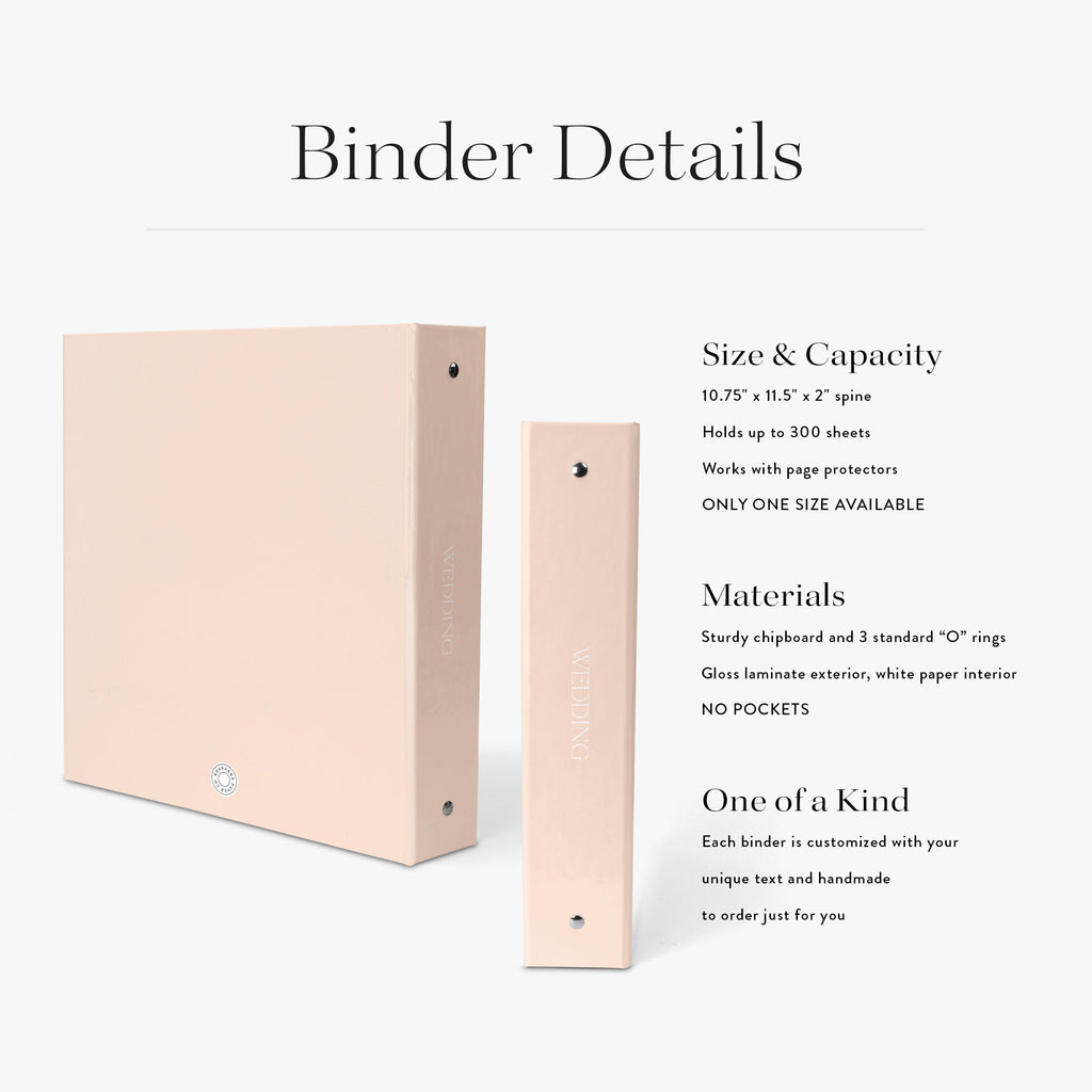 Wedding Binder — Minimalist design, back cover view