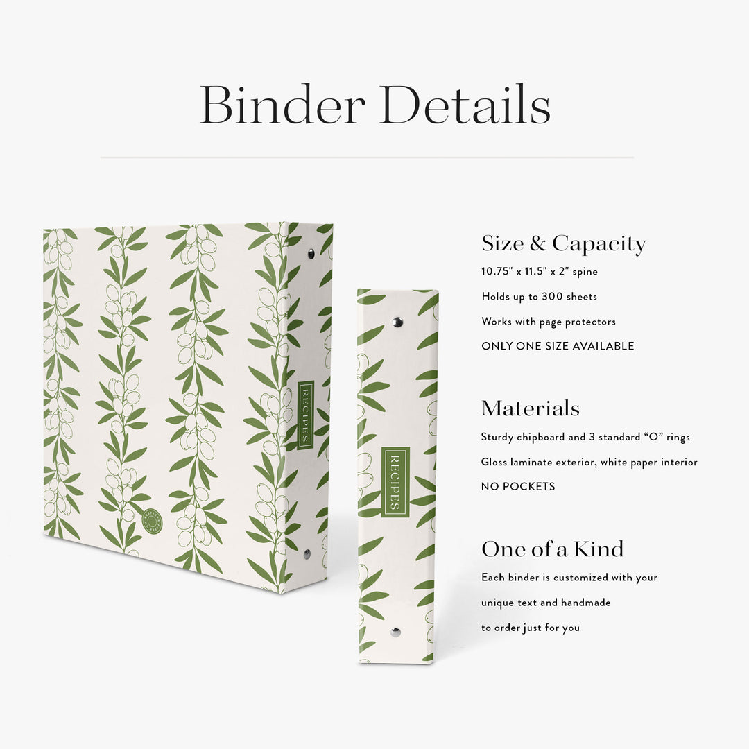 Olive Leaf Recipe Binder