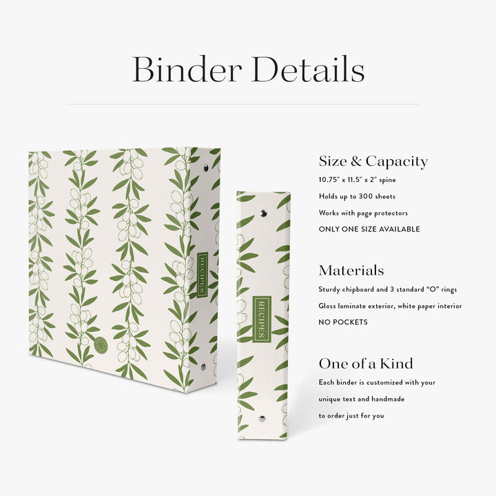 Olive Leaf Recipe Binder