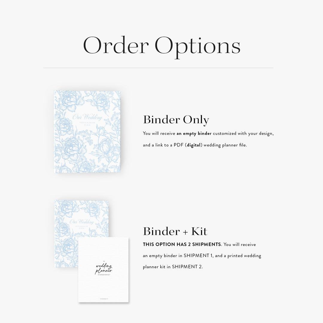 Peony Toile Wedding Binder