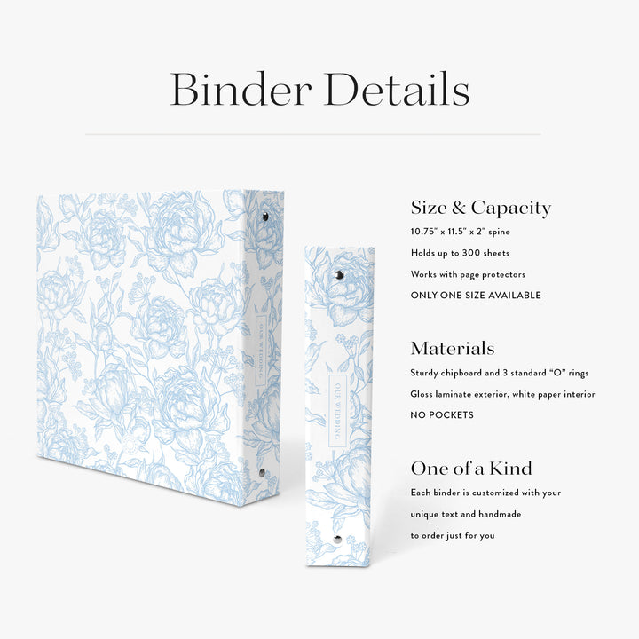 Peony Toile Wedding Binder