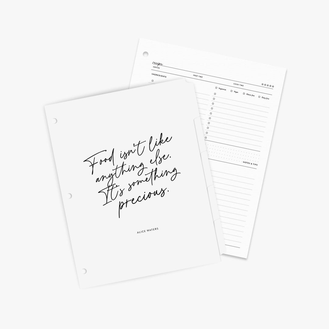 Need more recipe cards and tabs? Our "extras" listing includes 50 more cards and 10 more binder tabs.