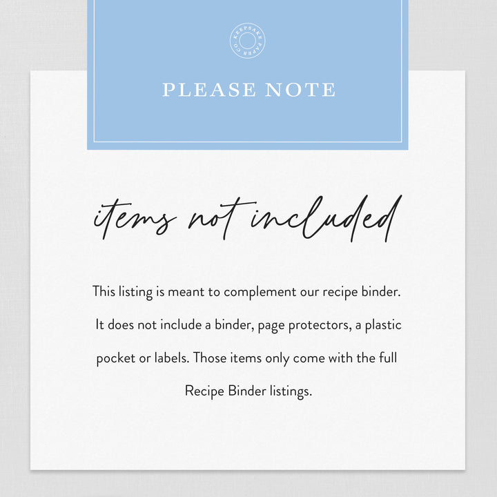 Recipe Binder Extras