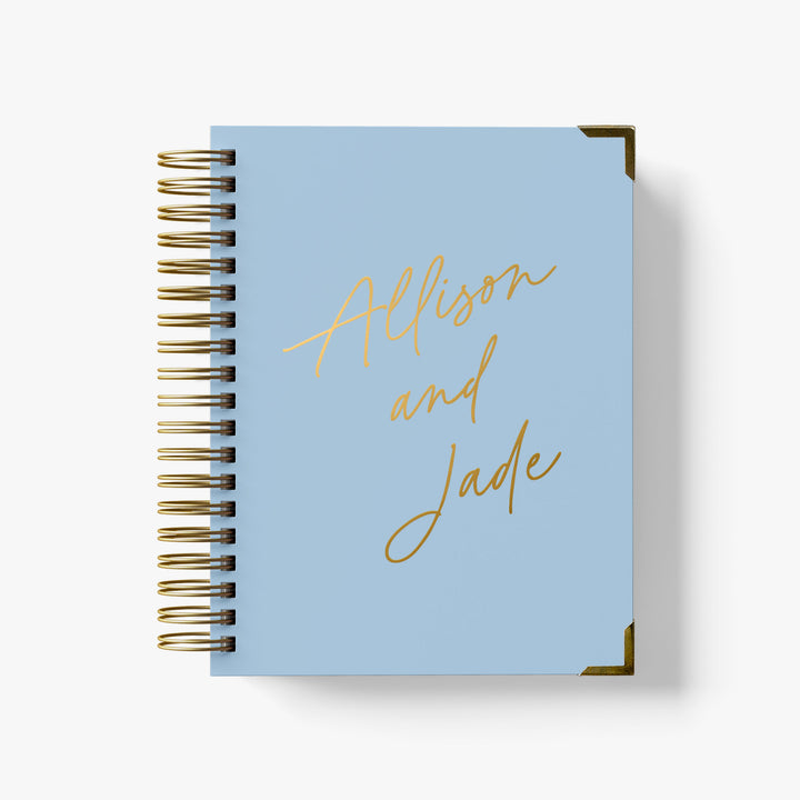 Our LGBT wedding planner books are all-inclusive and gender-neutral, shown in a simple script design