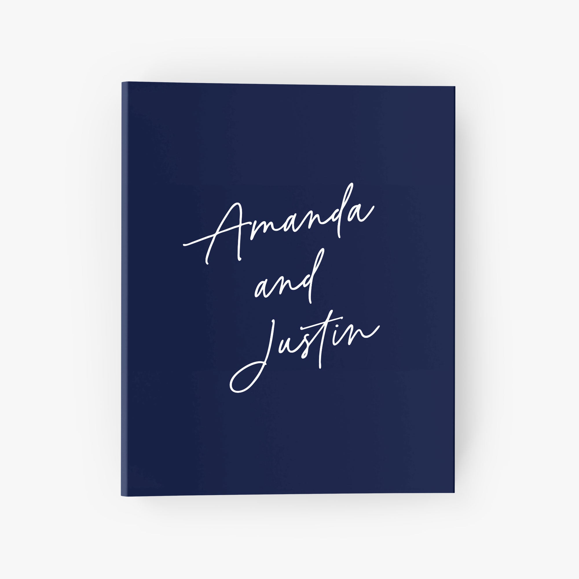 Custom wedding binder personalized with your names in a modern calligraphy script in your choice of color