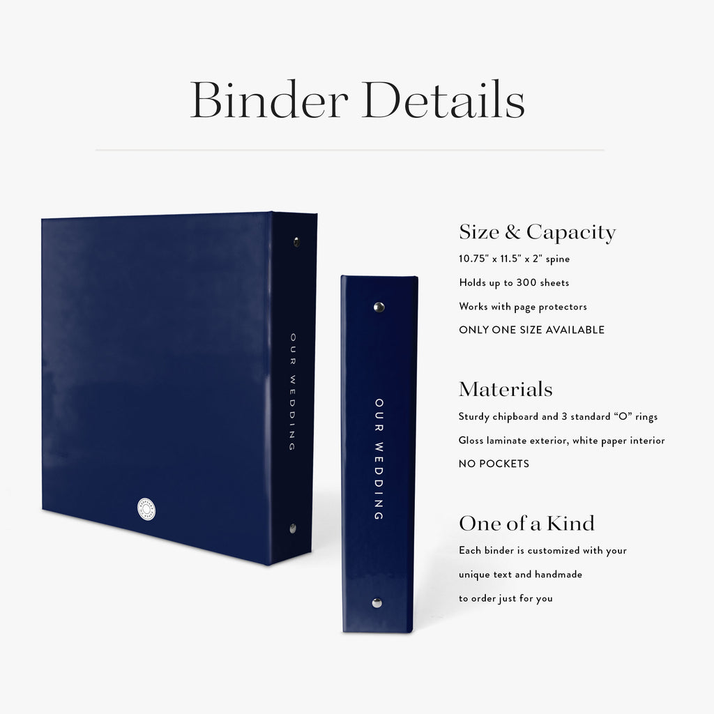 Wedding Binder — Script design, back cover view