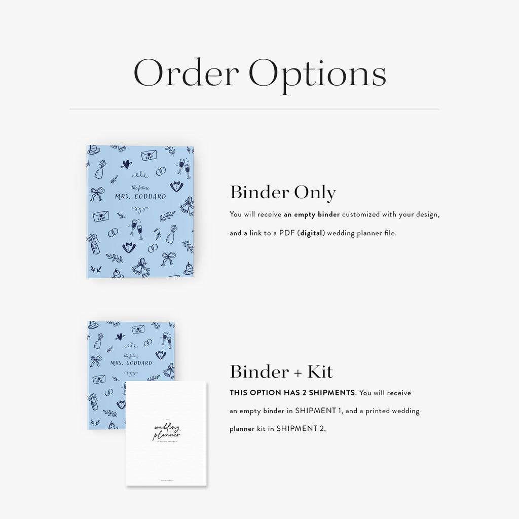 Wedding Binder — Wedding Doodles design, back cover view